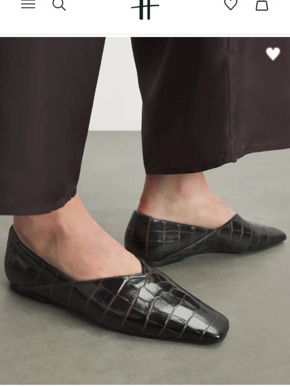 Toteme Croc-Embossed Leather The Everyday Ballet Flats (EU/36)